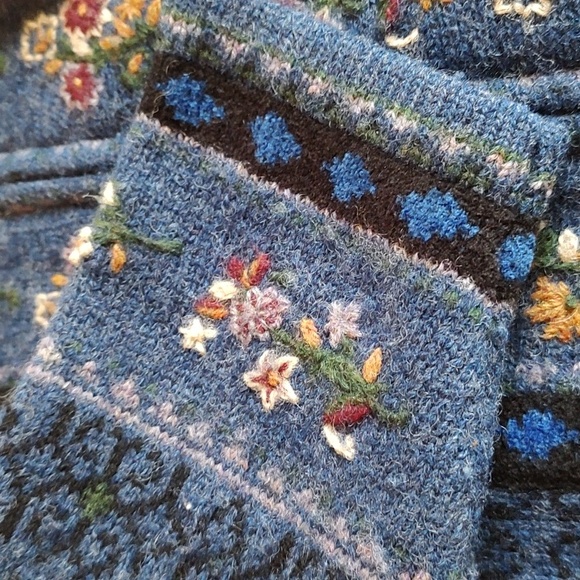 Vtg Squaw Valley Nordic Pattern Full Zip Cardigan 100% Wool Petite Large PtP 21" - Picture 5 of 7